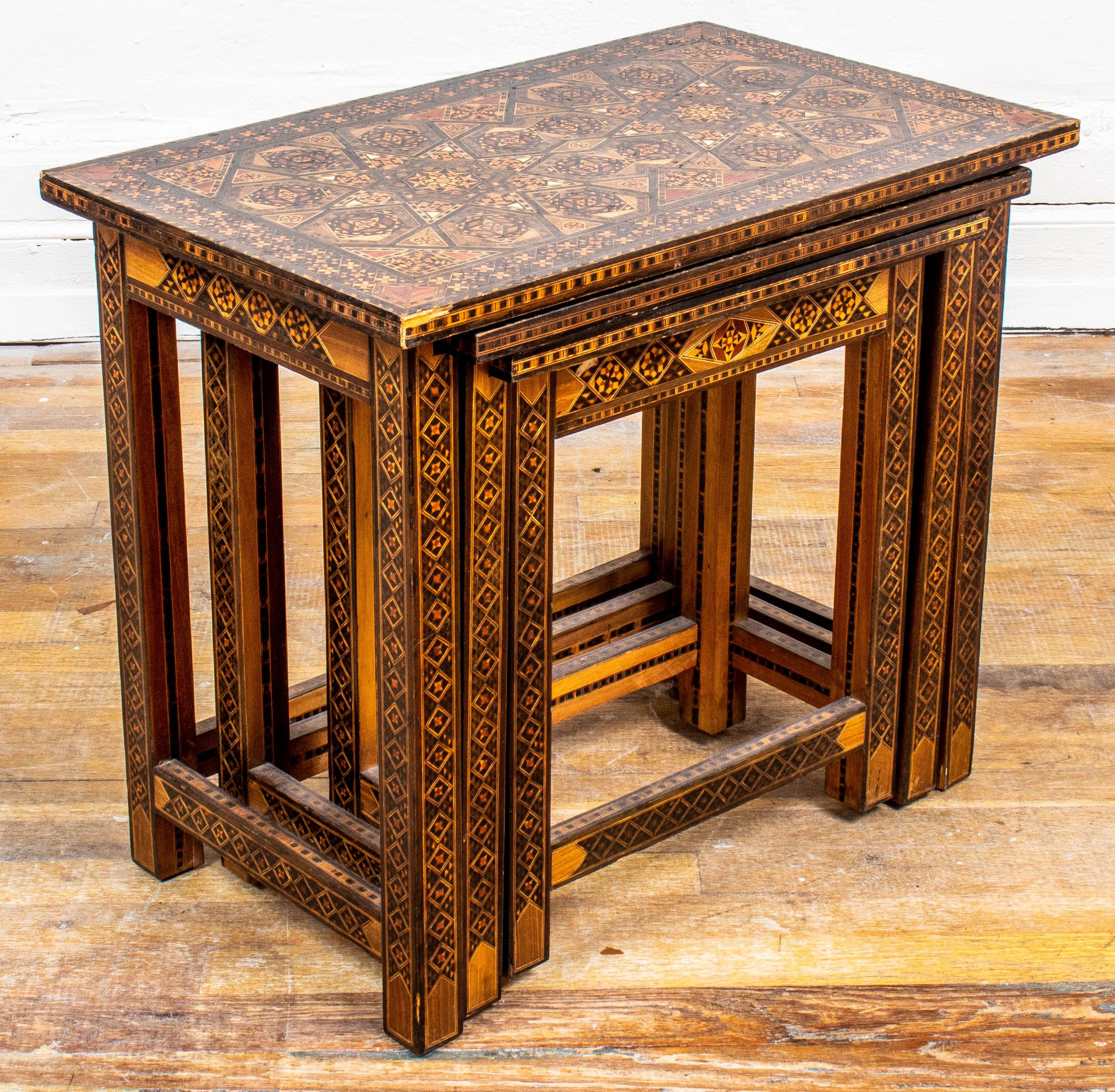 Levantine Inlaid Mixed Wood Nesting Tables 1