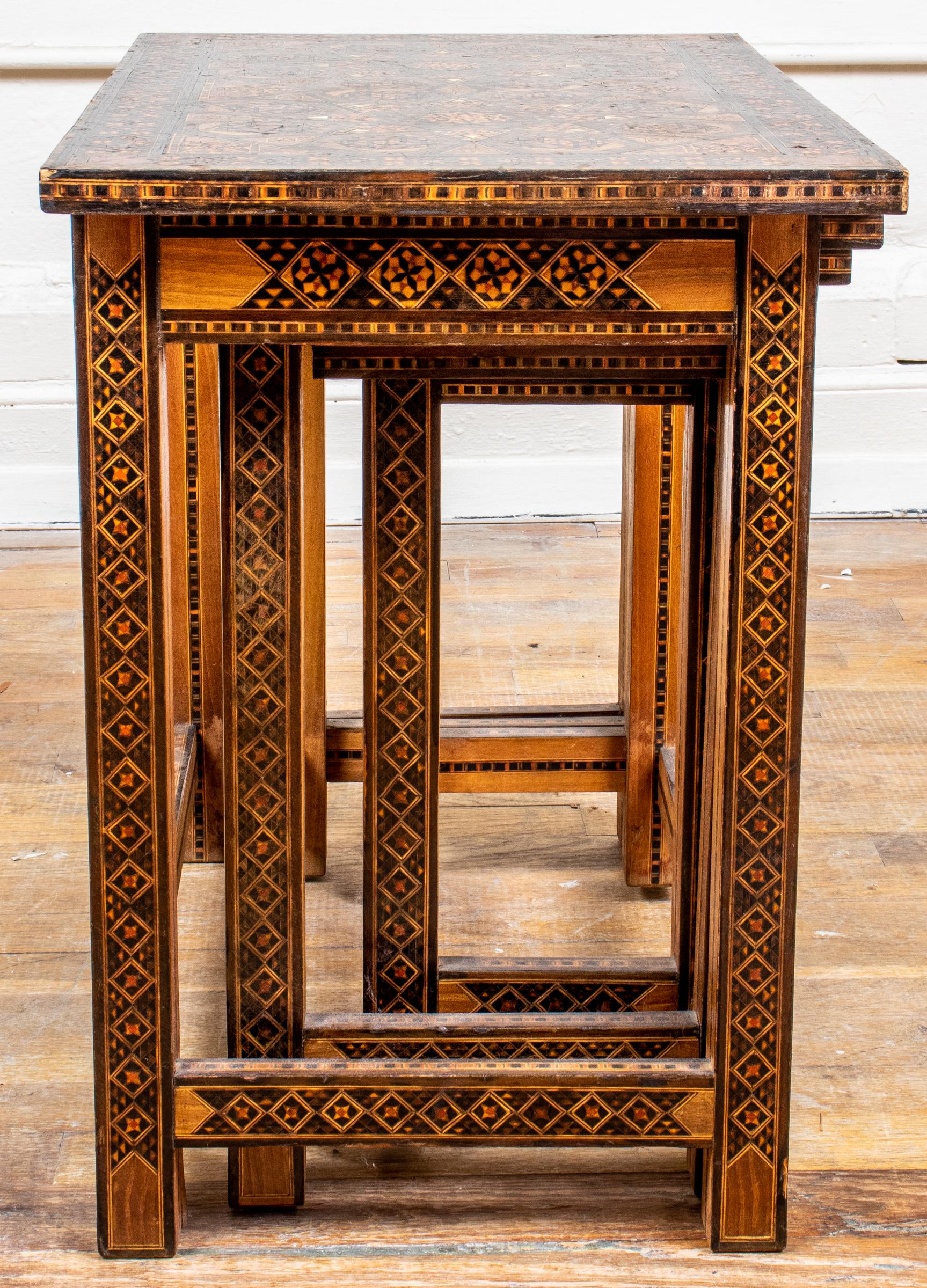 Levantine Inlaid Mixed Wood Nesting Tables 2