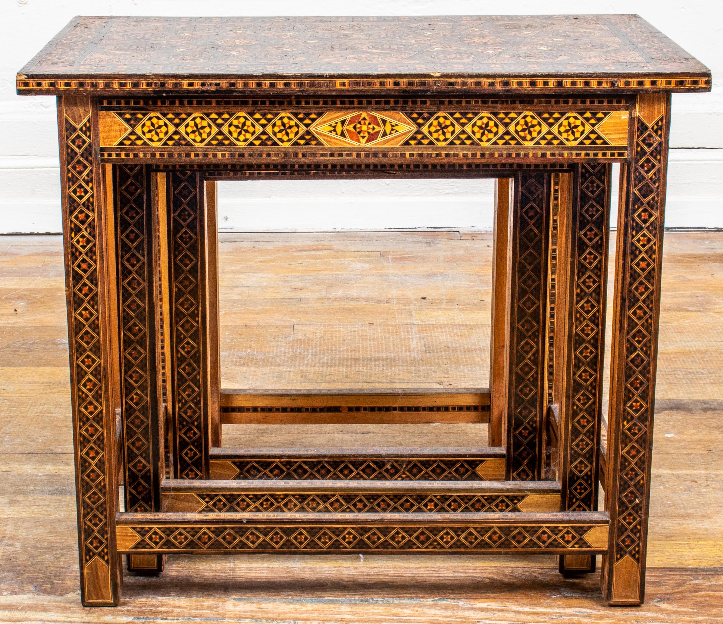 Levantine Inlaid Mixed Wood Nesting Tables 3