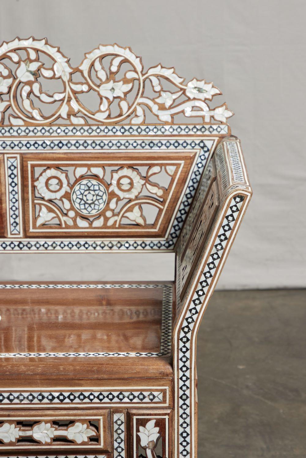 18th Century and Earlier Inlaid Syrian Bench