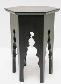 Levantine Moorish Style Hexagonal Black Side Accent Table