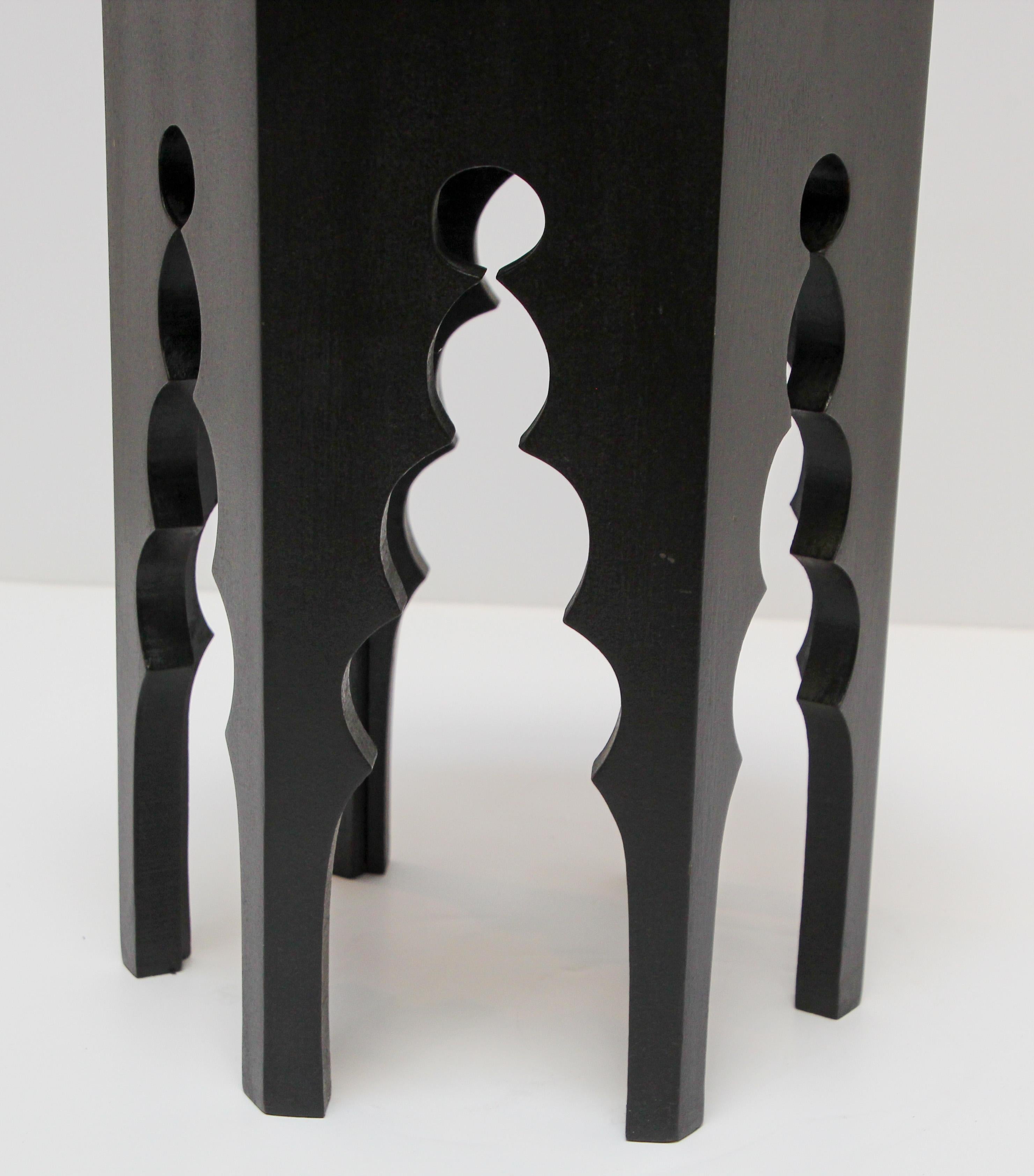 Unknown Levantine Moorish Style Hexagonal Black Side Accent Table