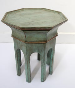 Levantine Moorish Style Hexagonal Jade Green Accent Side Table