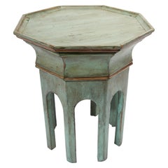 Levantine Moorish Style Hexagonal Jade Green Accent Side Table