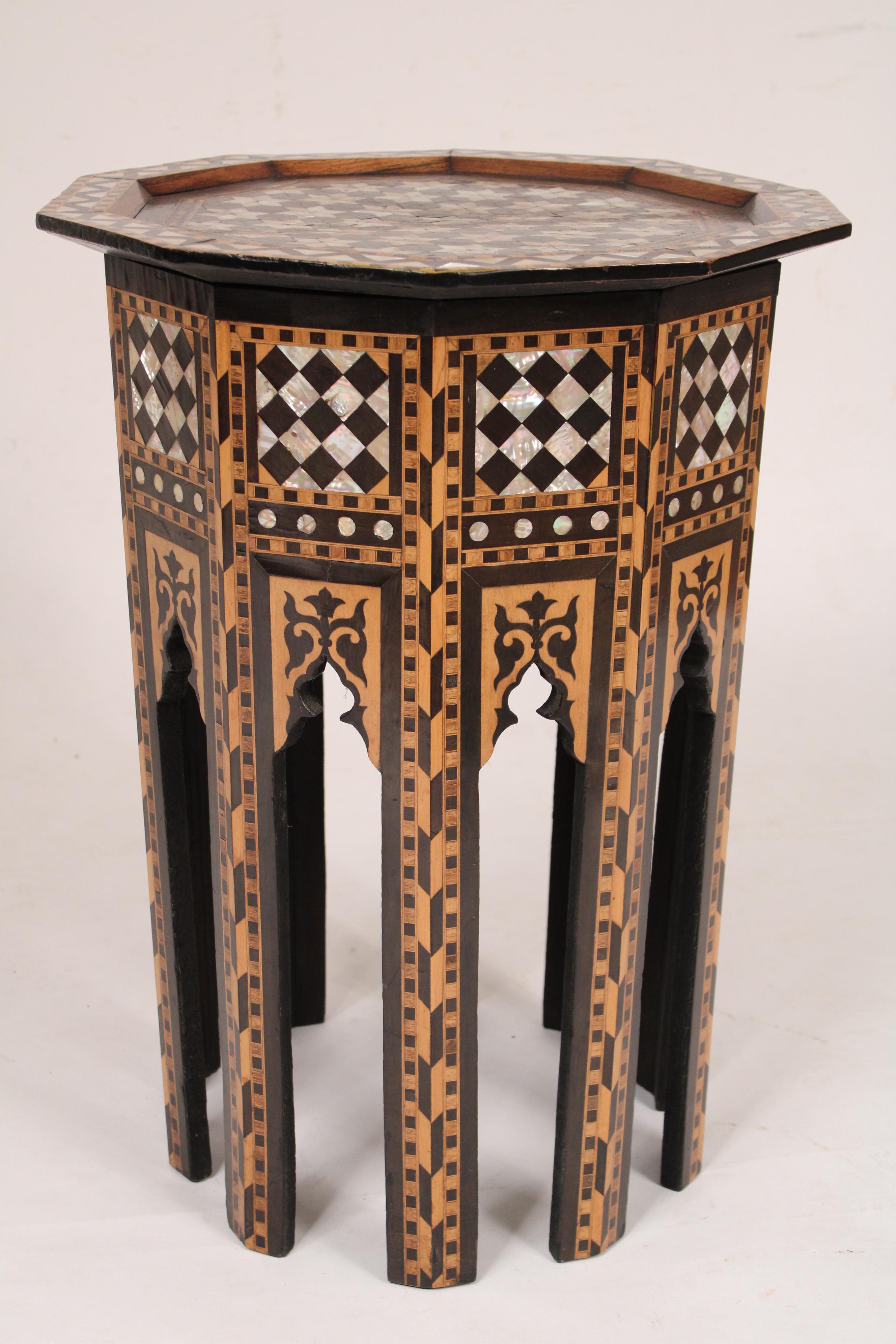 Asian Levantine Mother of Pearl and Wood Inlaid Occasional Table