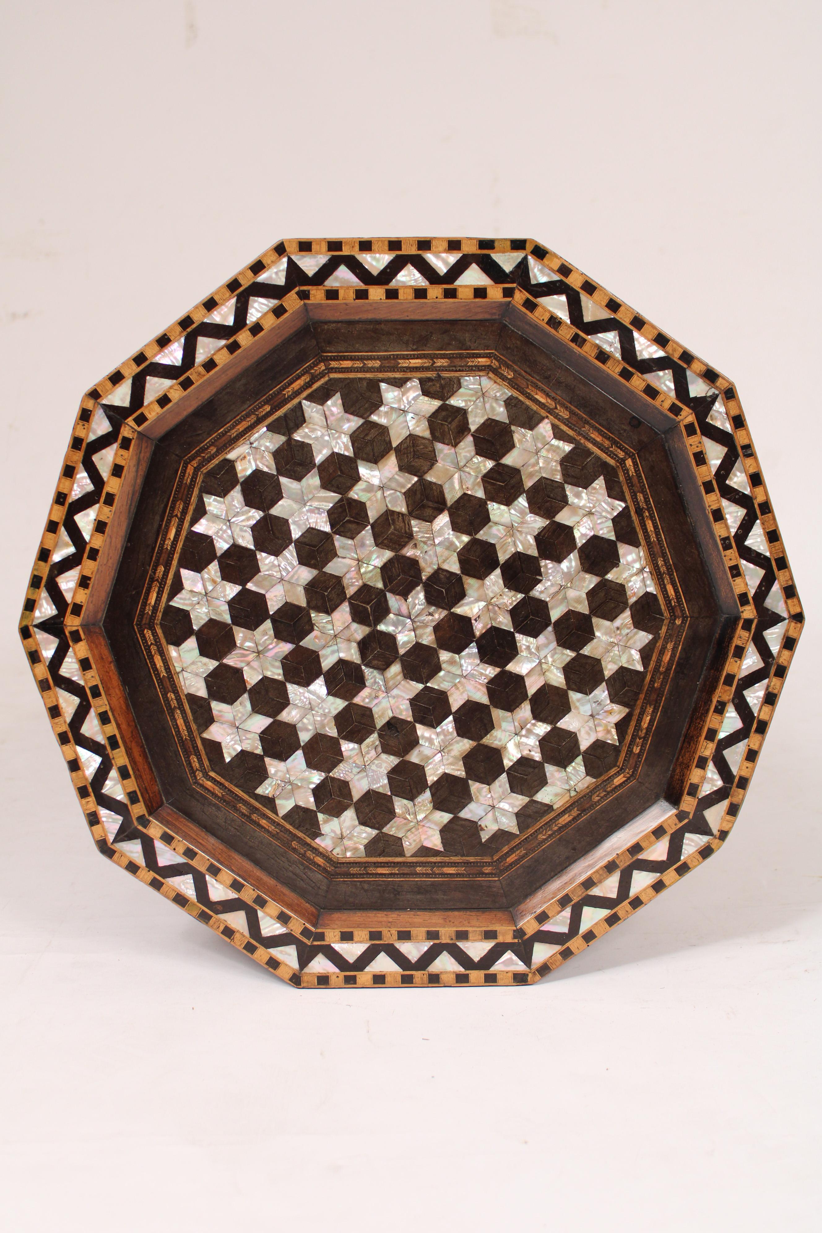 Levantine Mother of Pearl and Wood Inlaid Occasional Table In Good Condition In Laguna Beach, CA