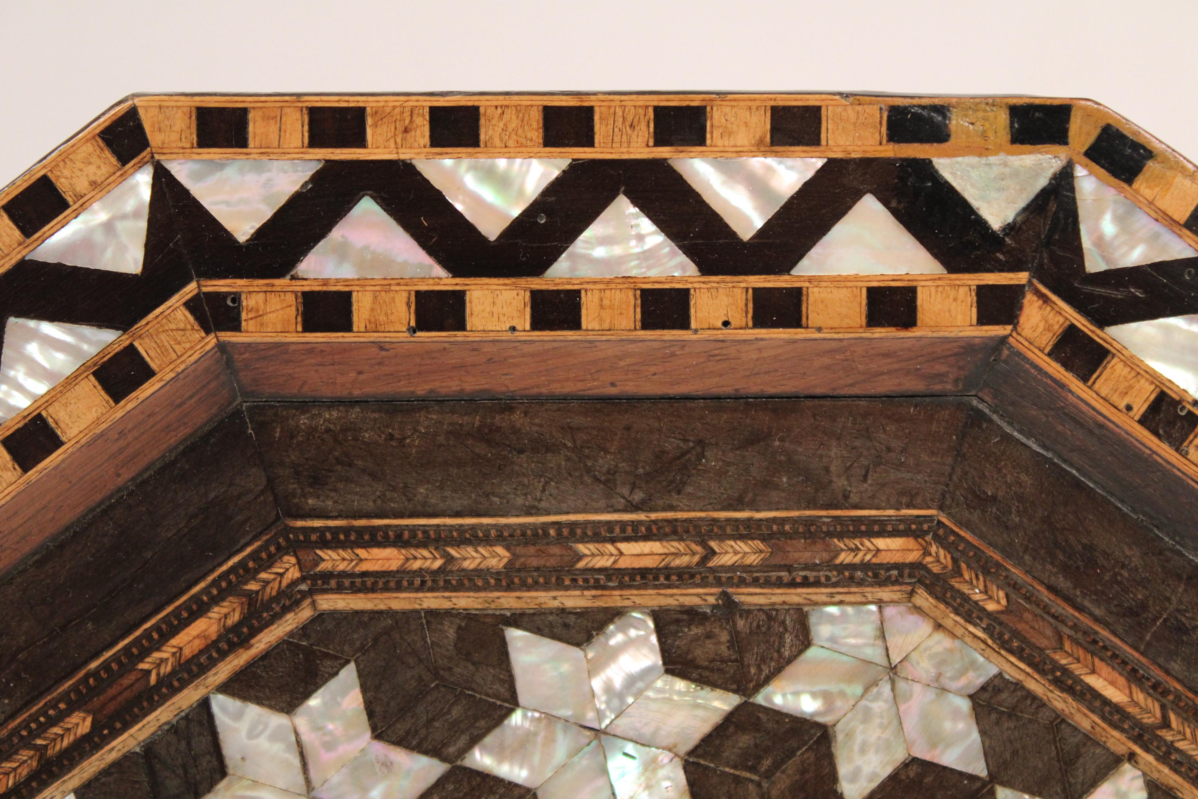Late 20th Century Levantine Mother of Pearl and Wood Inlaid Occasional Table