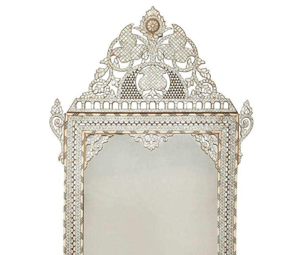 Moorish Levantine Mother Of Pearl Inlaid Mirror, Late 19th Century