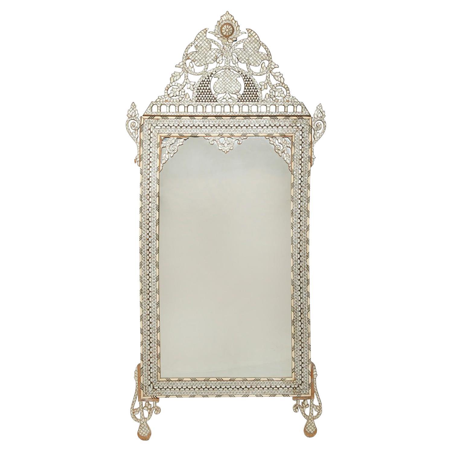 Levantine Mother Of Pearl Inlaid Mirror, Late 19th Century