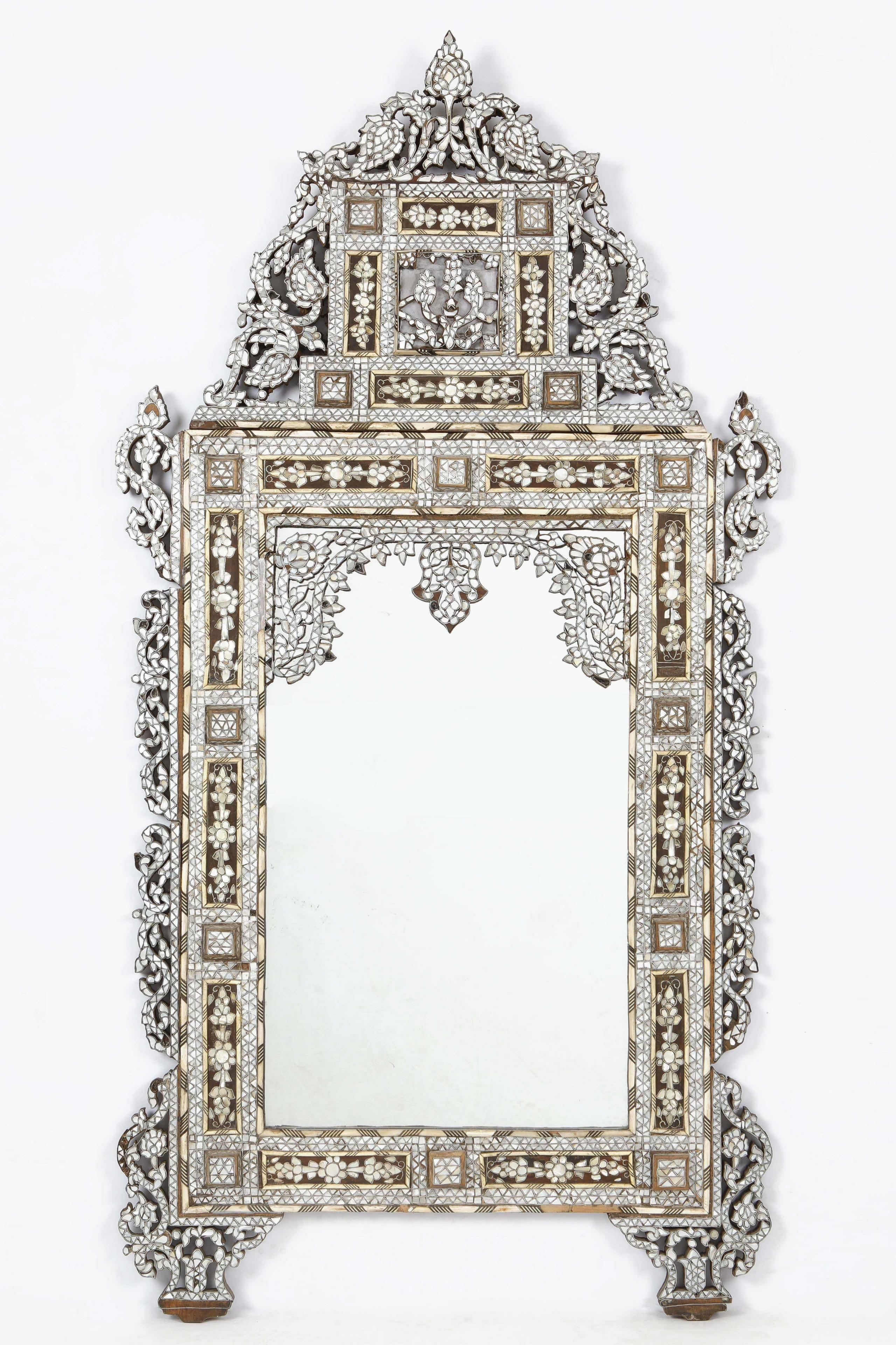 Moroccan Levantine Mother of Pearl Inlaid Mirror, Late 19th/Early 20th Century