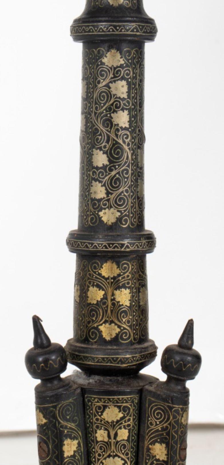 Levantine Silvered Brass Inlaid Side Table In Good Condition In Astoria, NY