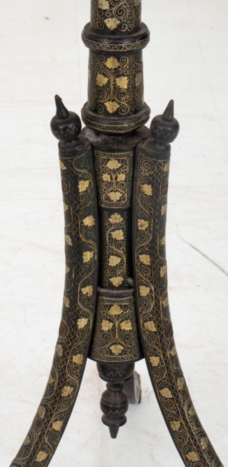 19th Century Levantine Silvered Brass Inlaid Side Table