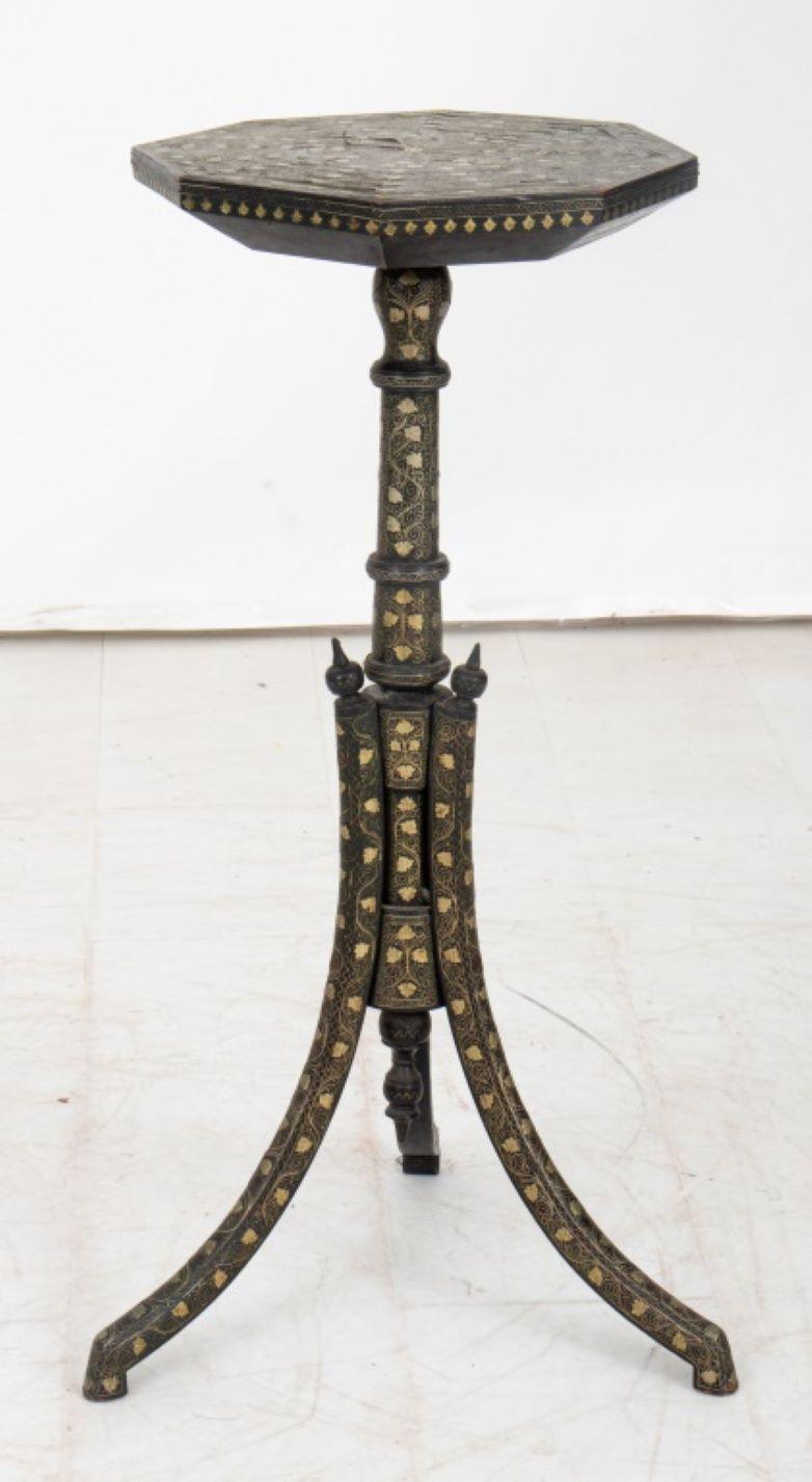 Levantine Silvered Brass Inlaid Side Table 1