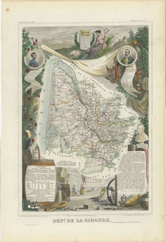 Levasseur's 1852 Cartographic Portrait of Gironde: Celebrating the Bordeaux Wine