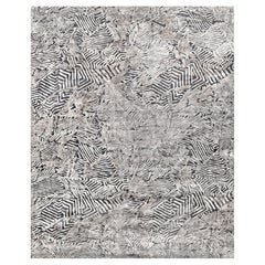 LEVEE Hand Tufted Modern Silk Rug in Silver Taupe and Mauve Colours By Hands