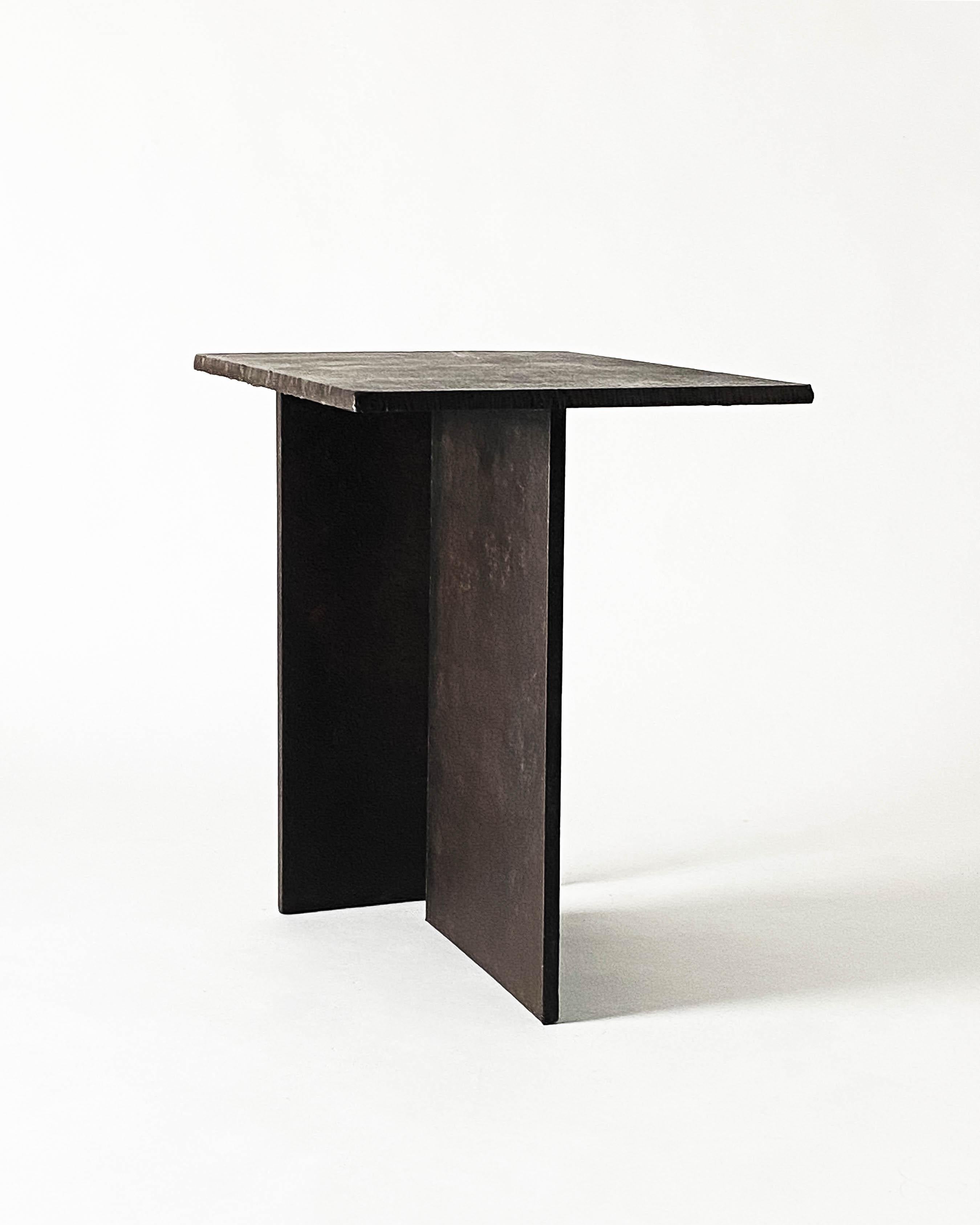 Level Table by Cal Summers
Dimension:  W 42 x D 30.48  x H 43.18 cm
Materials: Solid Steel, Heavily Rusted.

Cal Summers is a British designer who makes bespoke handmade furniture and contemporary artefacts in which he challenges the boundaries of