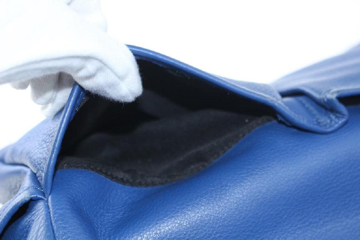 Levenger Double Pocket 2way Tote 15mz0717 Blue Leather Shoulder Bag For Sale 3