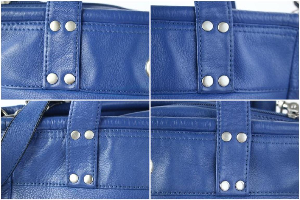 Levenger Double Pocket 2way Tote 15mz0717 Blue Leather Shoulder Bag For Sale 4