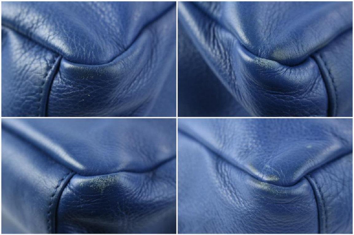 Levenger Double Pocket 2way Tote 15mz0717 Blue Leather Shoulder Bag For Sale 2