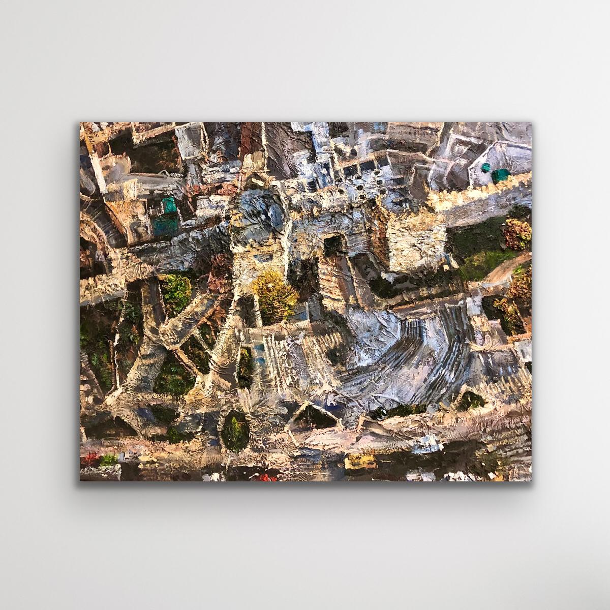 Abstract aerial landscape painting - Painting by Levente Baranyai 