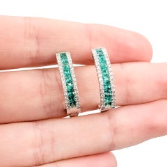 Pendientes de Esmeralda y Diamante en 14k