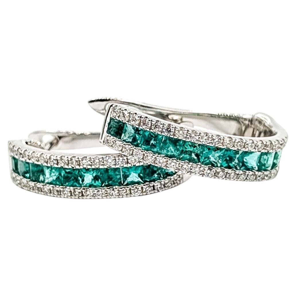 Pendientes de Esmeralda y Diamante en 14k