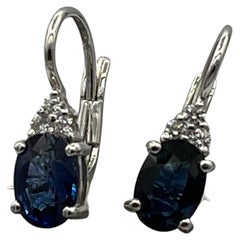 lever back sapphire diamond earrings 18 k white gold