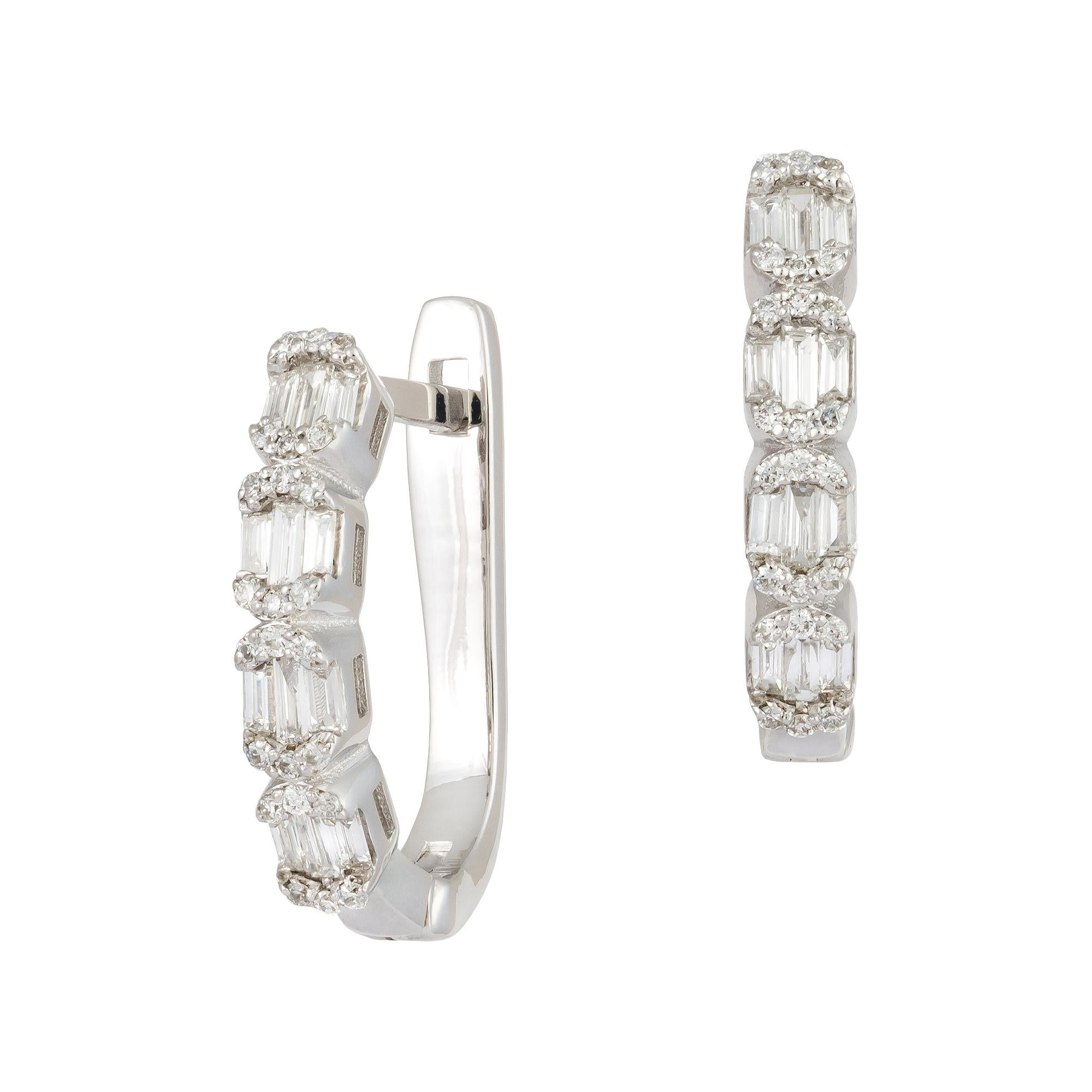 Modern Lever-Back White Gold 18K Earrings  Diamond For Her For Sale