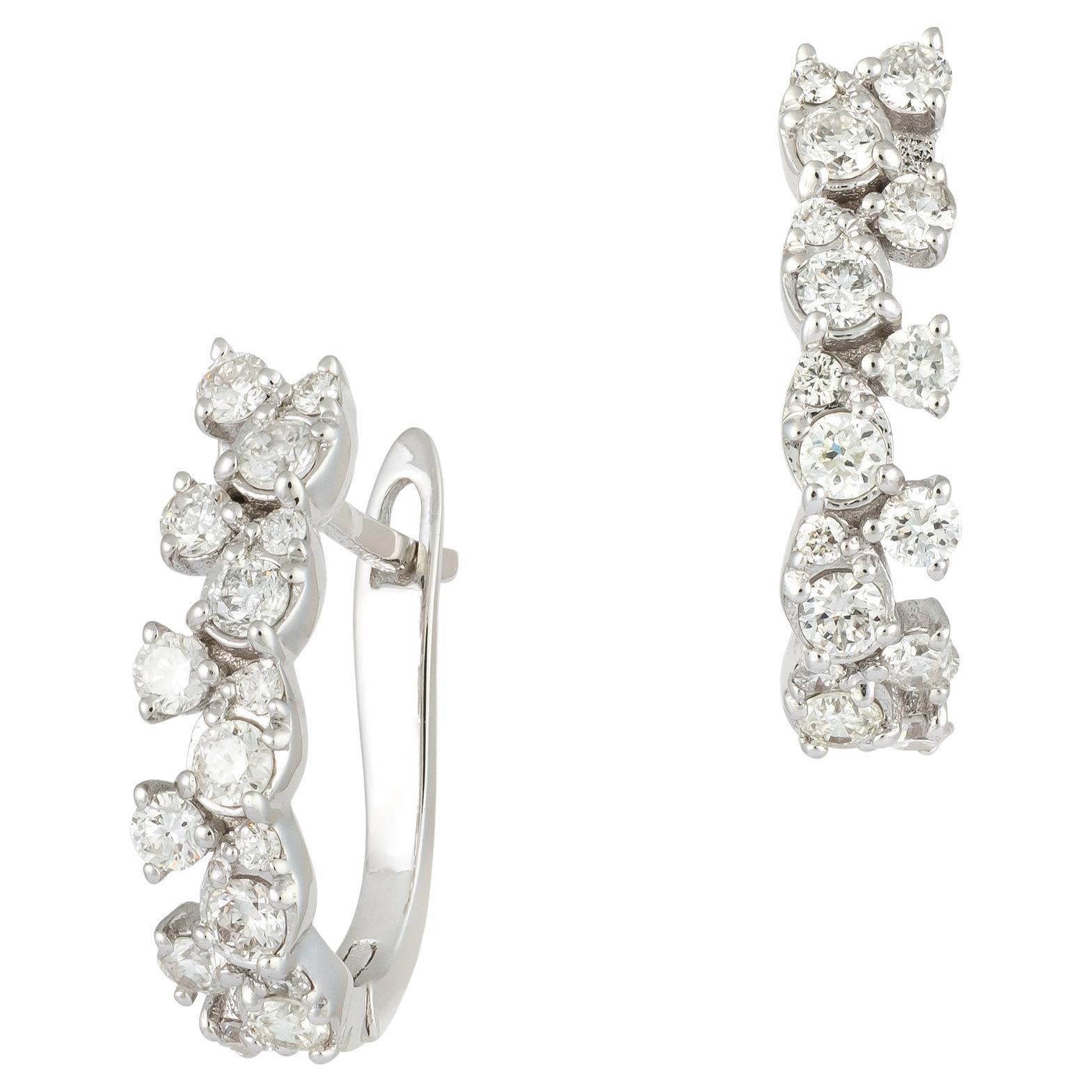 Boucles d'oreilles à levier en or blanc 18K Diamant pour Elle