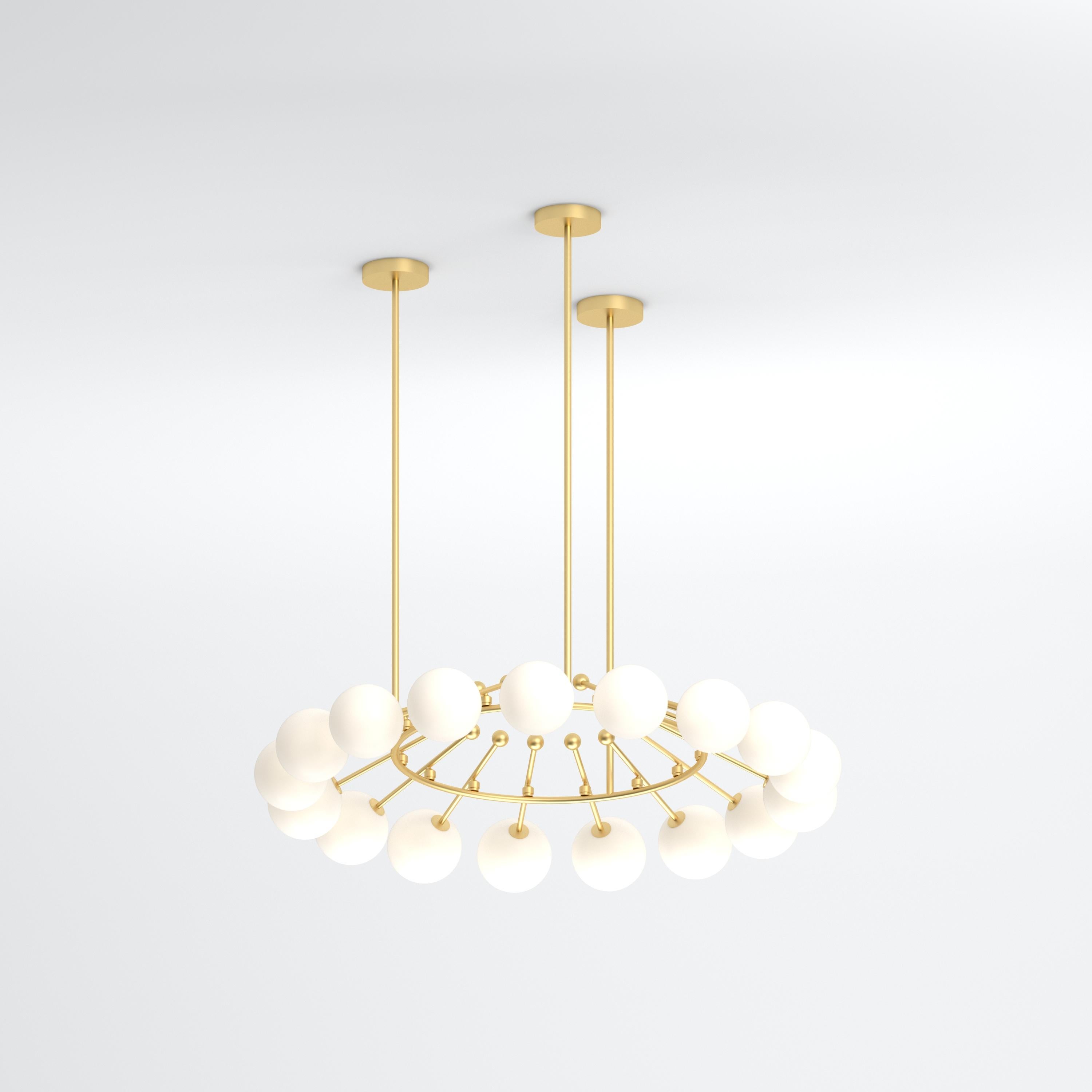Postmoderno Lampada a sospensione in ottone arrotondato a leva di Atelier Ati in vendita