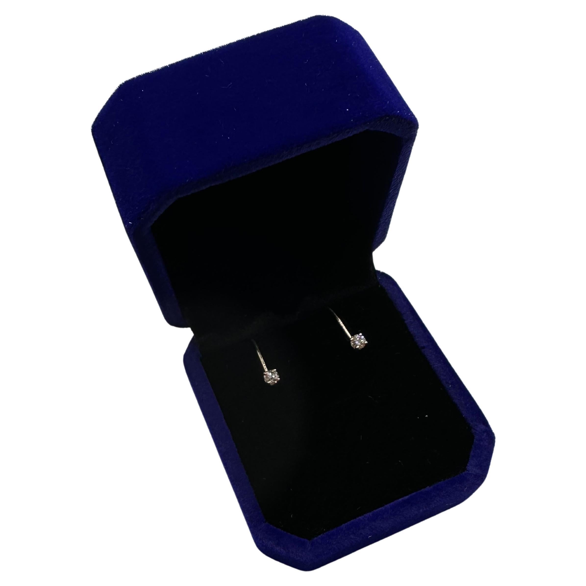 Leverback diamond earrings 14KT gold 2.5mm diamond earrings for kids or teenager For Sale