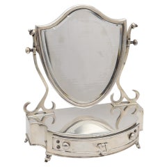 Antique LEVI & SALAMAN 1902 Birmingham Desk Chest With Mirror In .925 Sterling Silver