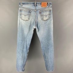 Jeans Levi Strauss 501, taille 36, bleu délavé, braguette à boutons