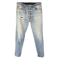 Jeans Levi Strauss 501, taille 36, bleu délavé, braguette à boutons