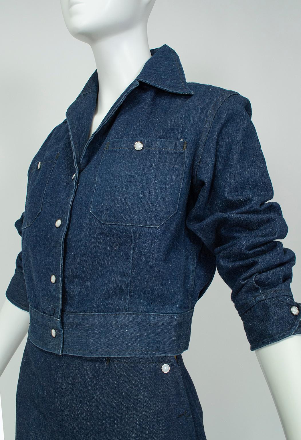 Black Levi Strauss Ranch Wear Western Denim Jacket and Jeans Ensemble – S, 1950s