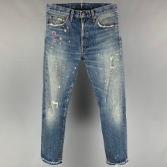 LEVI STRAUSS Size 32 Blue Paint Splatter Distressed Jeans