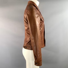 LEVI STRAUSS Size M Brown Mahagony Grain Leather Trucker Jacket