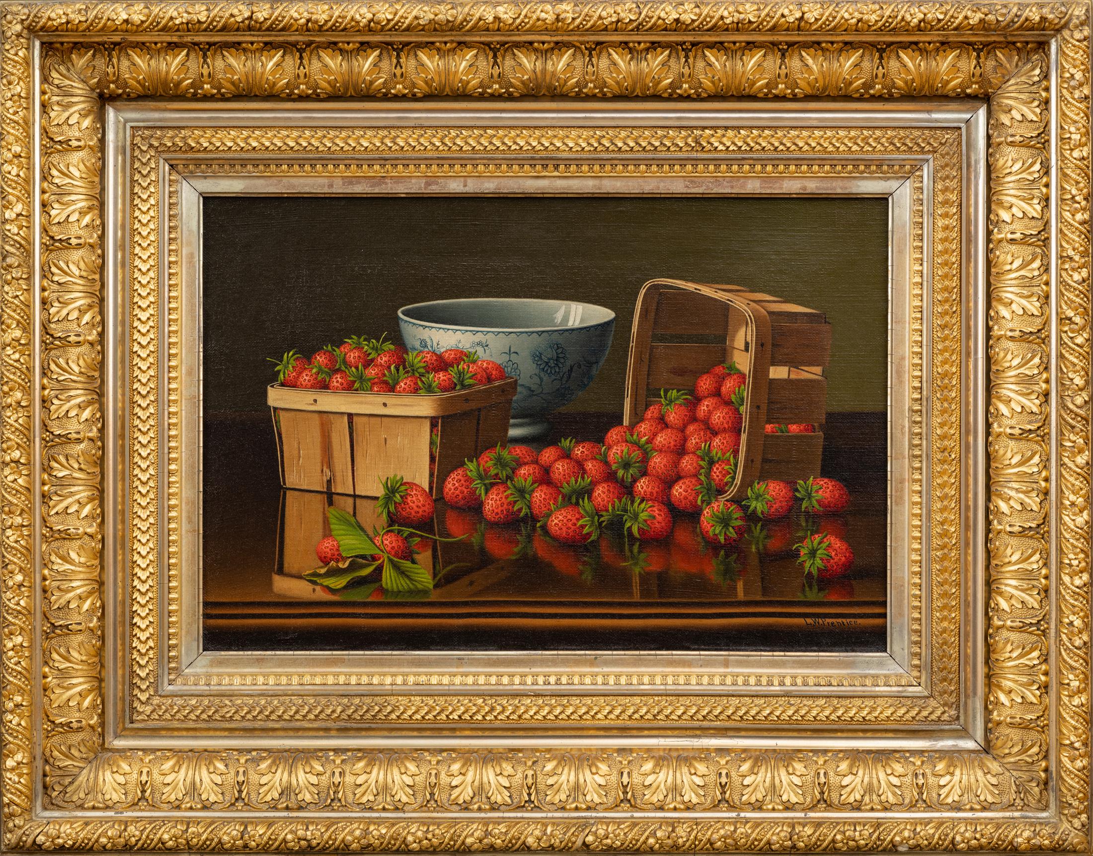 Still Life with Strawberries - Painting by Levi Wells Prentice 