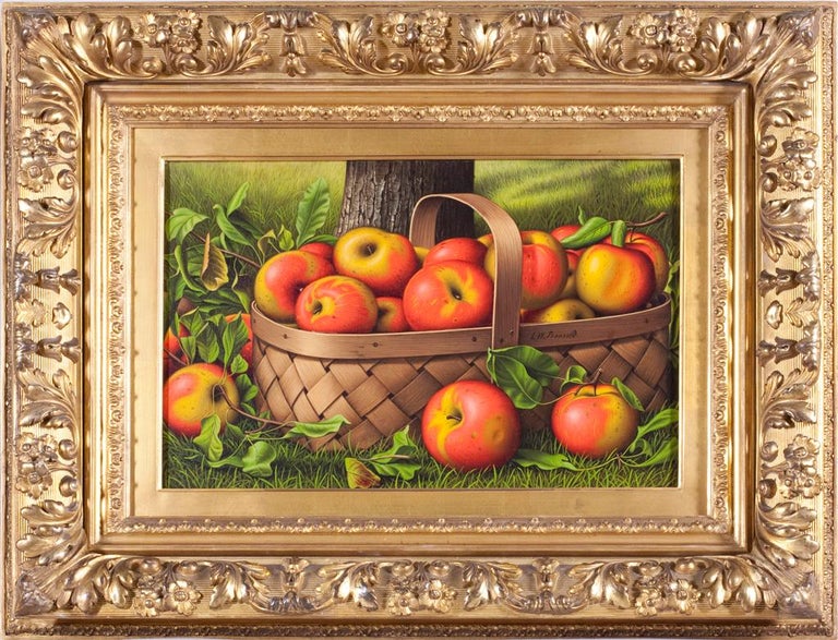 Apples in a Basket - Painting by Levi Wells Prentice