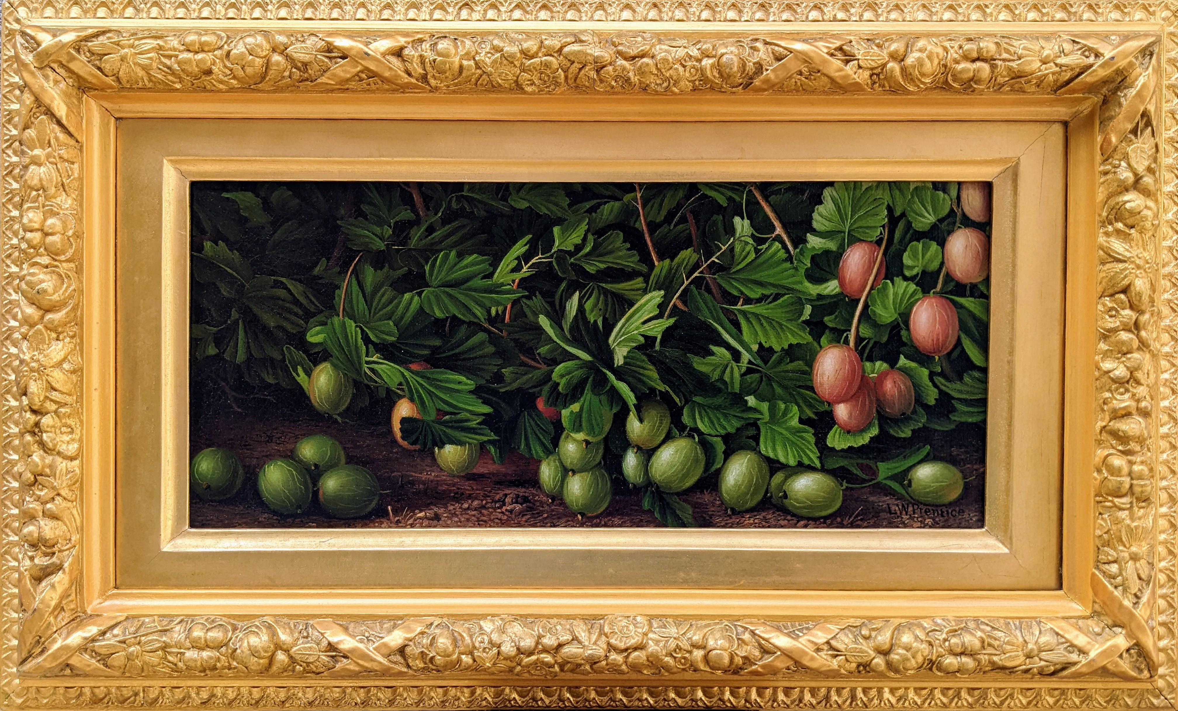 « Gooseberries », Levi Wells Prentice, Hudson River School, nature morte de la forêt en vente 1