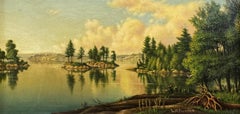 “Lake in the Adirondacks” by Levi Wells Prentice 19th C. American Landscape