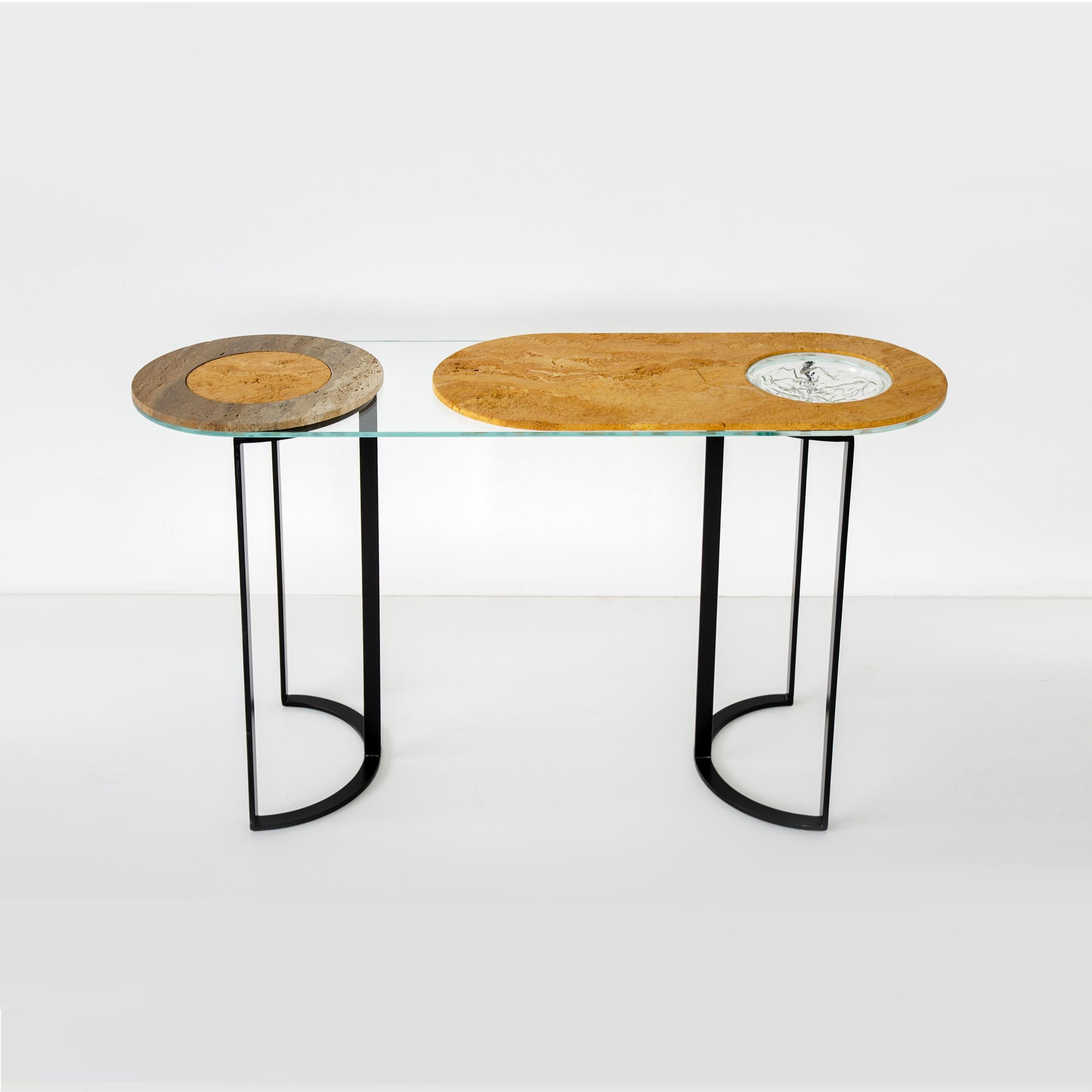 Modern Levia Signa Console by Atlasproject Travertino Orange Marble For Sale