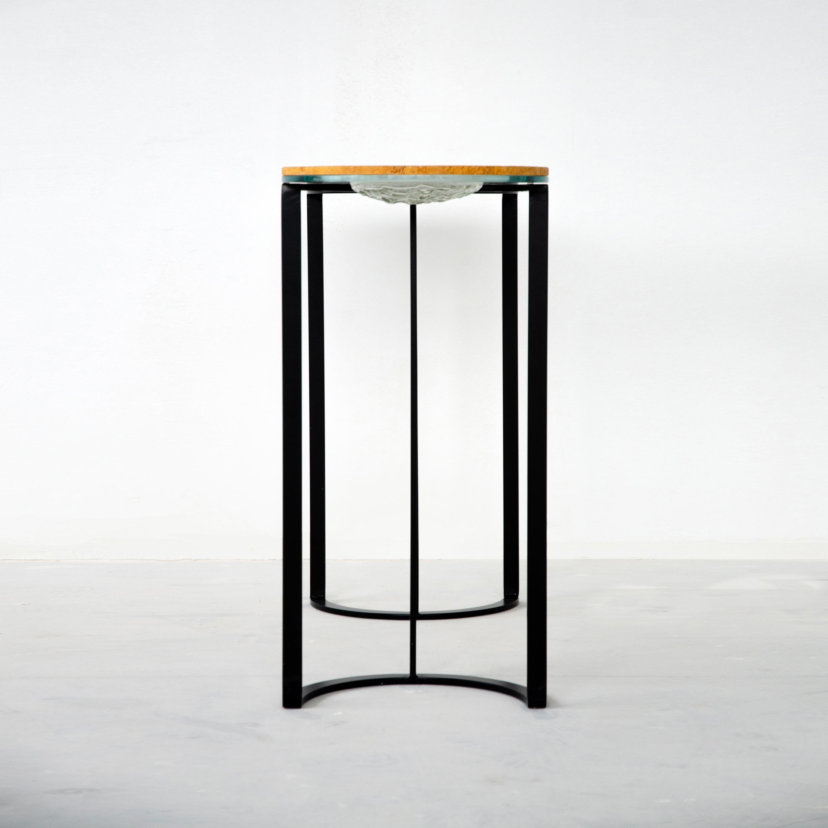 Italian Levia Signa Console by Atlasproject Travertino Orange Marble For Sale