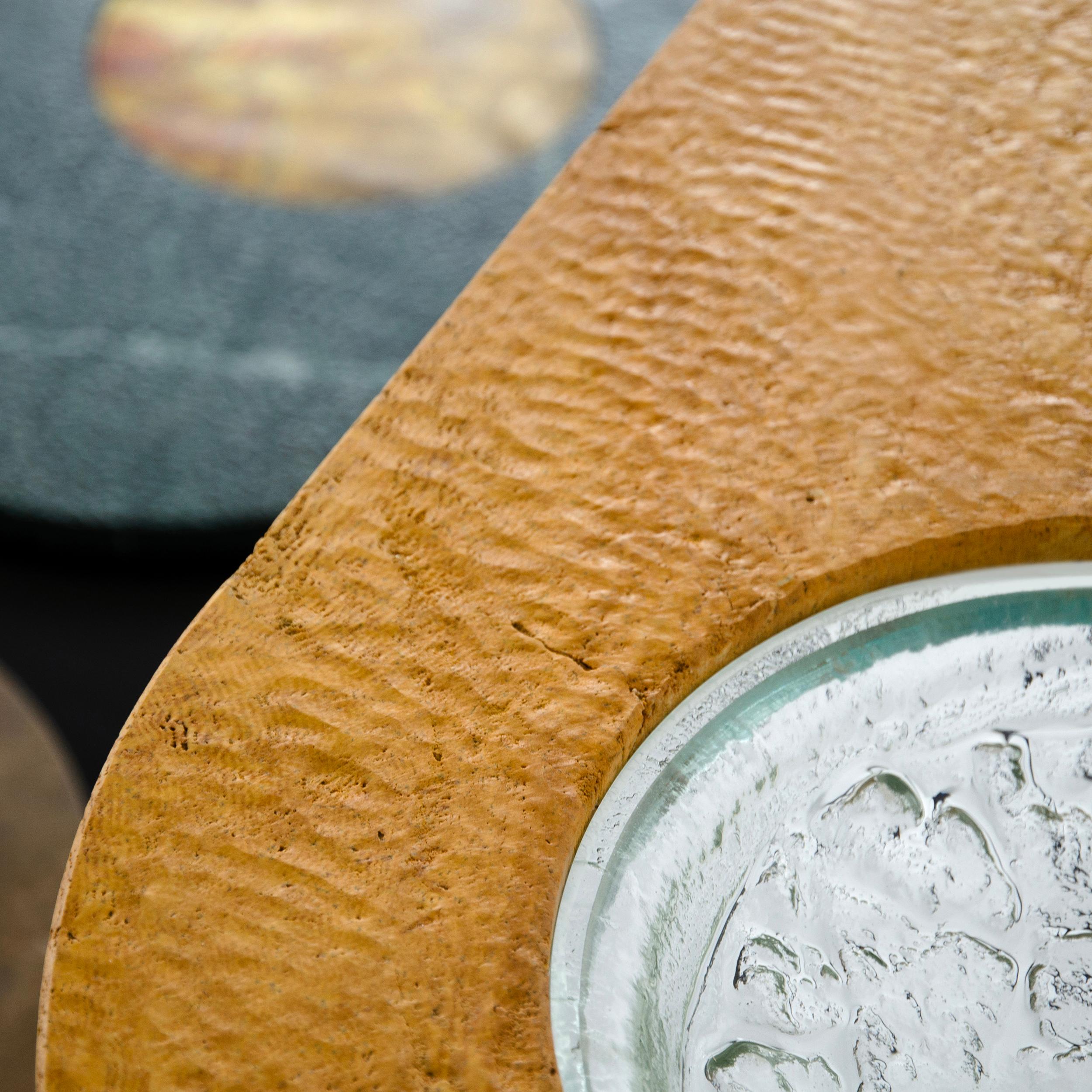 Contemporary Levia Signa Console by Atlasproject Travertino Orange Marble For Sale