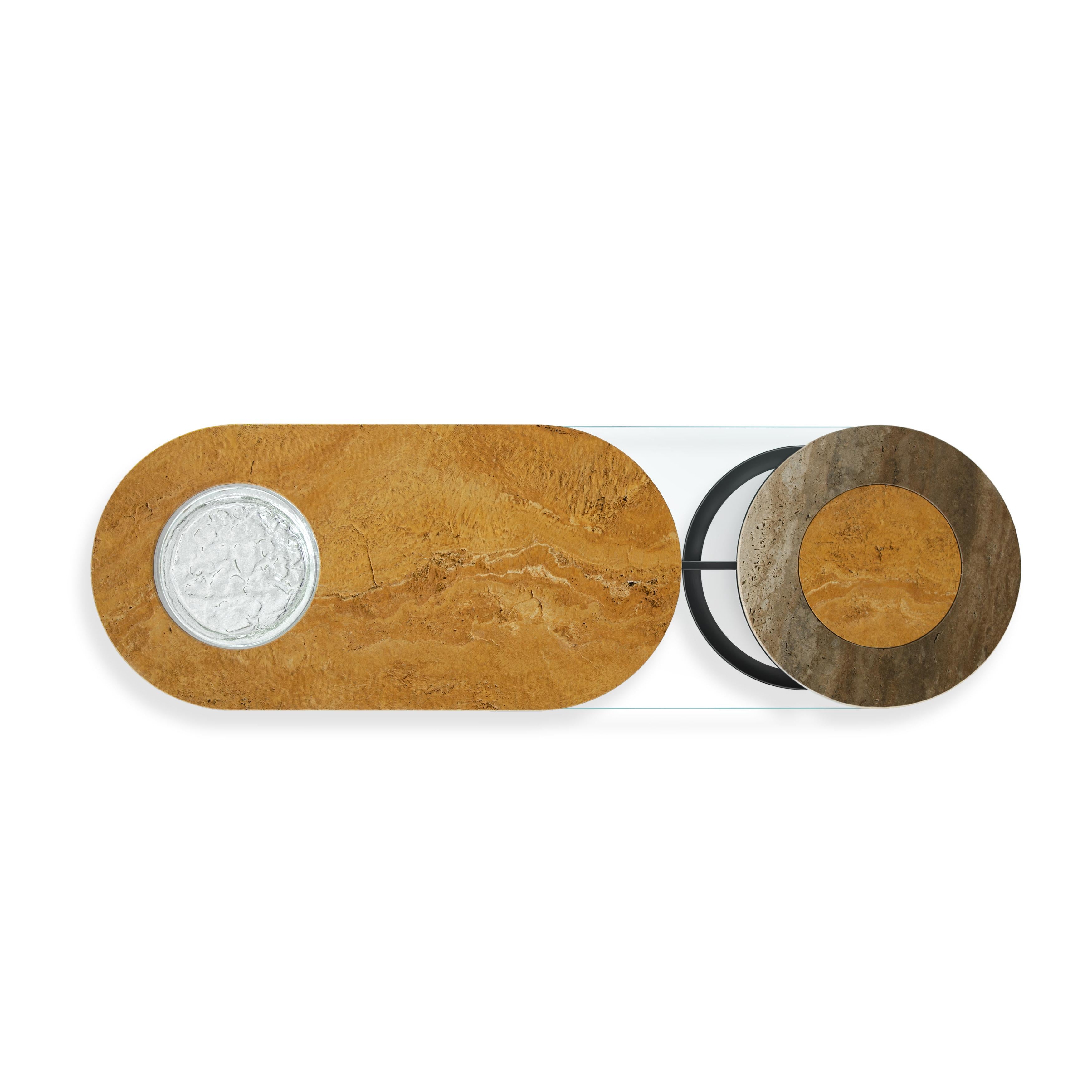 Levia Signa Console by Atlasproject Travertino Orange Marble For Sale 1