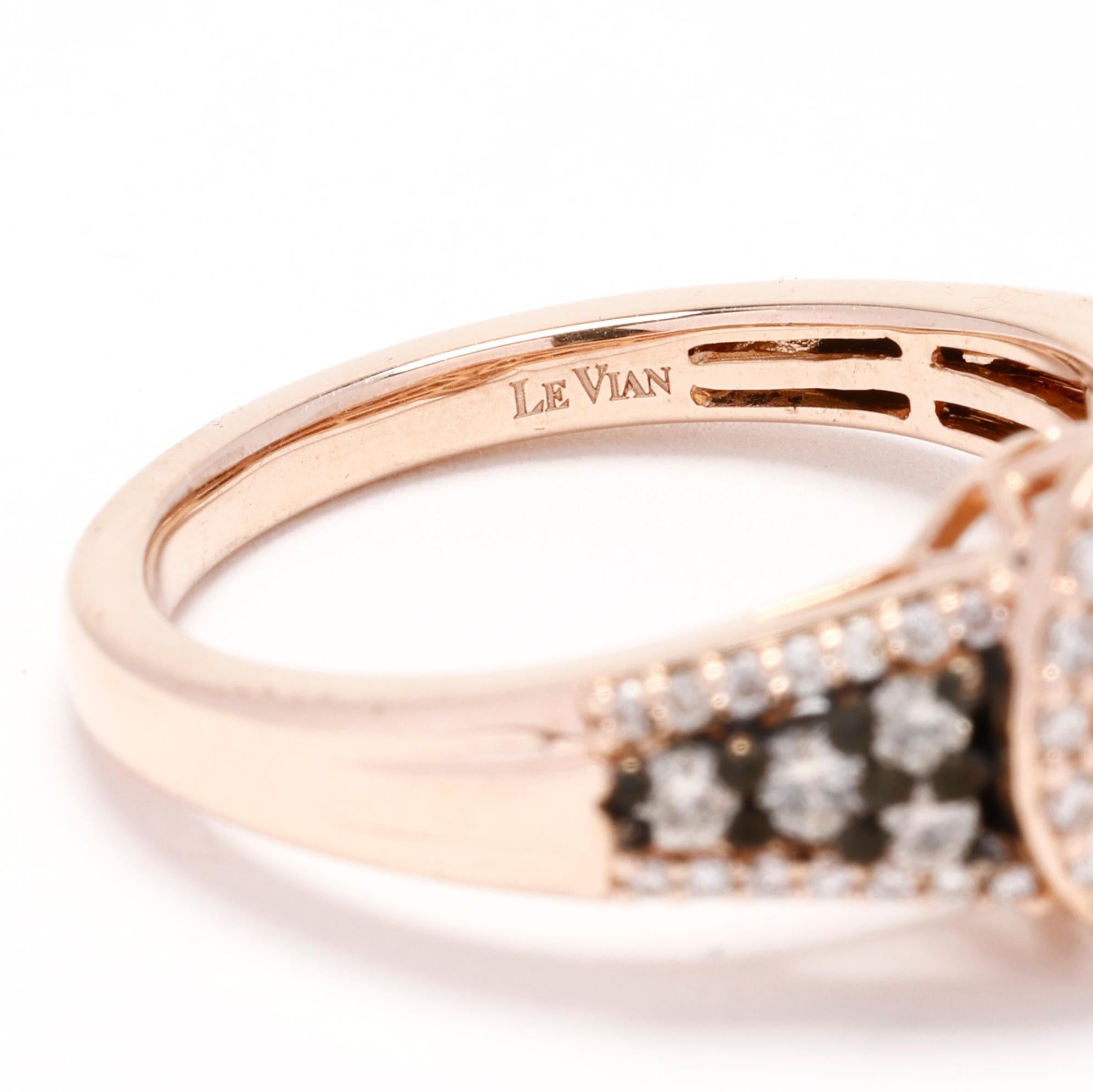 LeVian 0.85ctw Diamond Engagement Ring, 14K Rose Gold, Ring Size 7 1