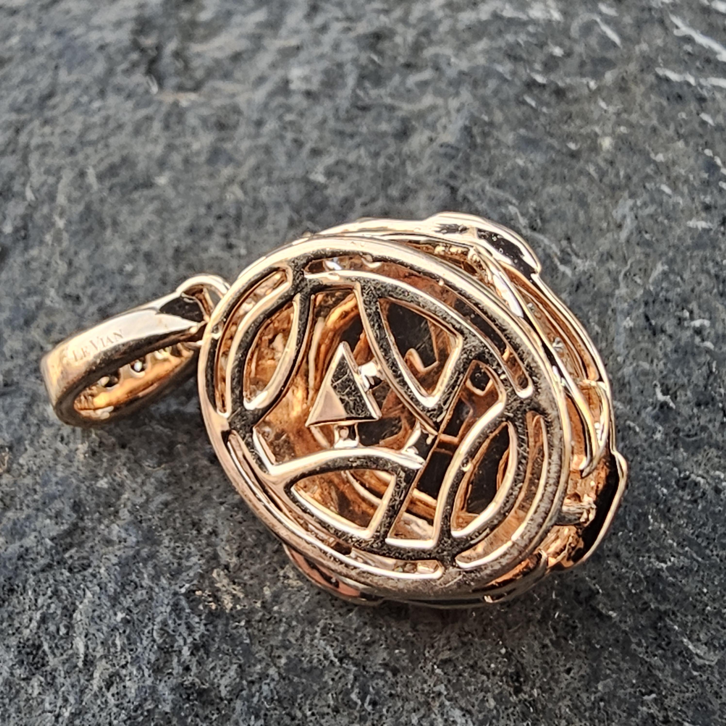 Ciondolo Levian 12x10mm Opale Ovale Diamante Oro Rosa 14k Cioccolato Bianco 4,6g 1