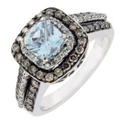 Levian 14 Karat Gold Chocolate White Diamond Blue Topaz Engagement Ring