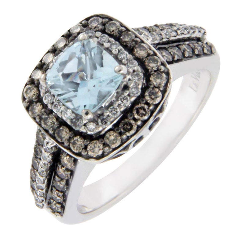 Levian 14 Karat Gold Chocolate White Diamond Blue Topaz  