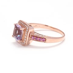 LeVian 14 Karat Rose Gold Amethyst, Pink Sapphire & Diamond Ring